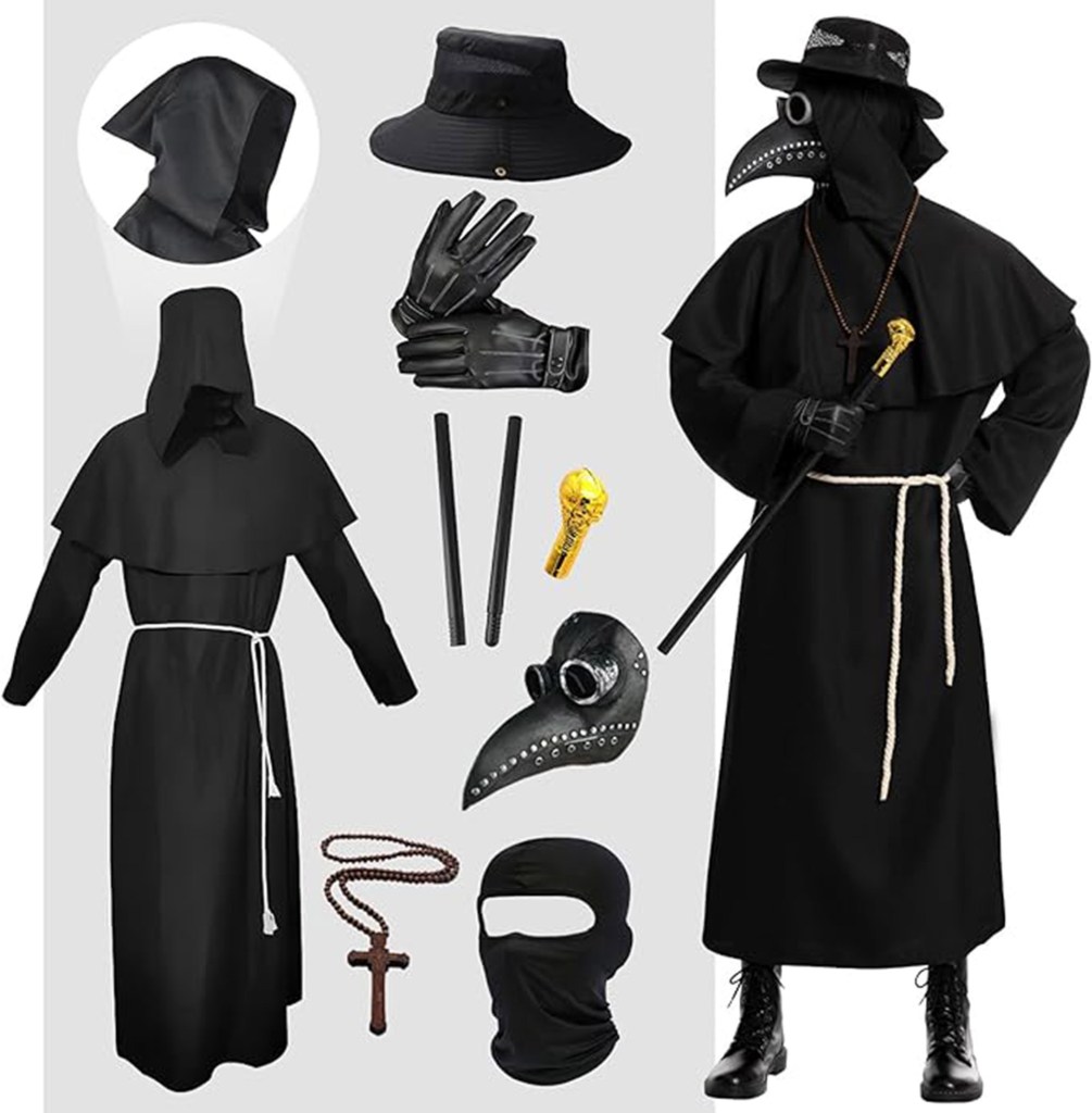 Fooecor Plague Doctor Costume, Adults Plague Doctor Mask Halloween C